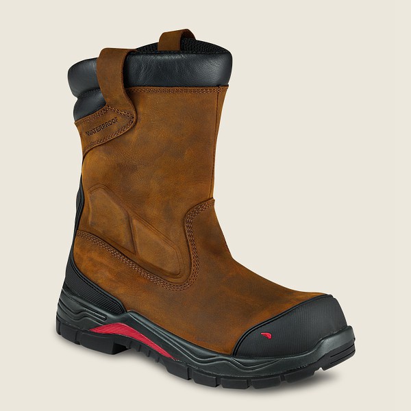 Red Wing Safety Bot Erkek - King Toe® Adc - 10-Inch Waterproof Toe Pull-On - Kahverengi/Siyah - 93EF